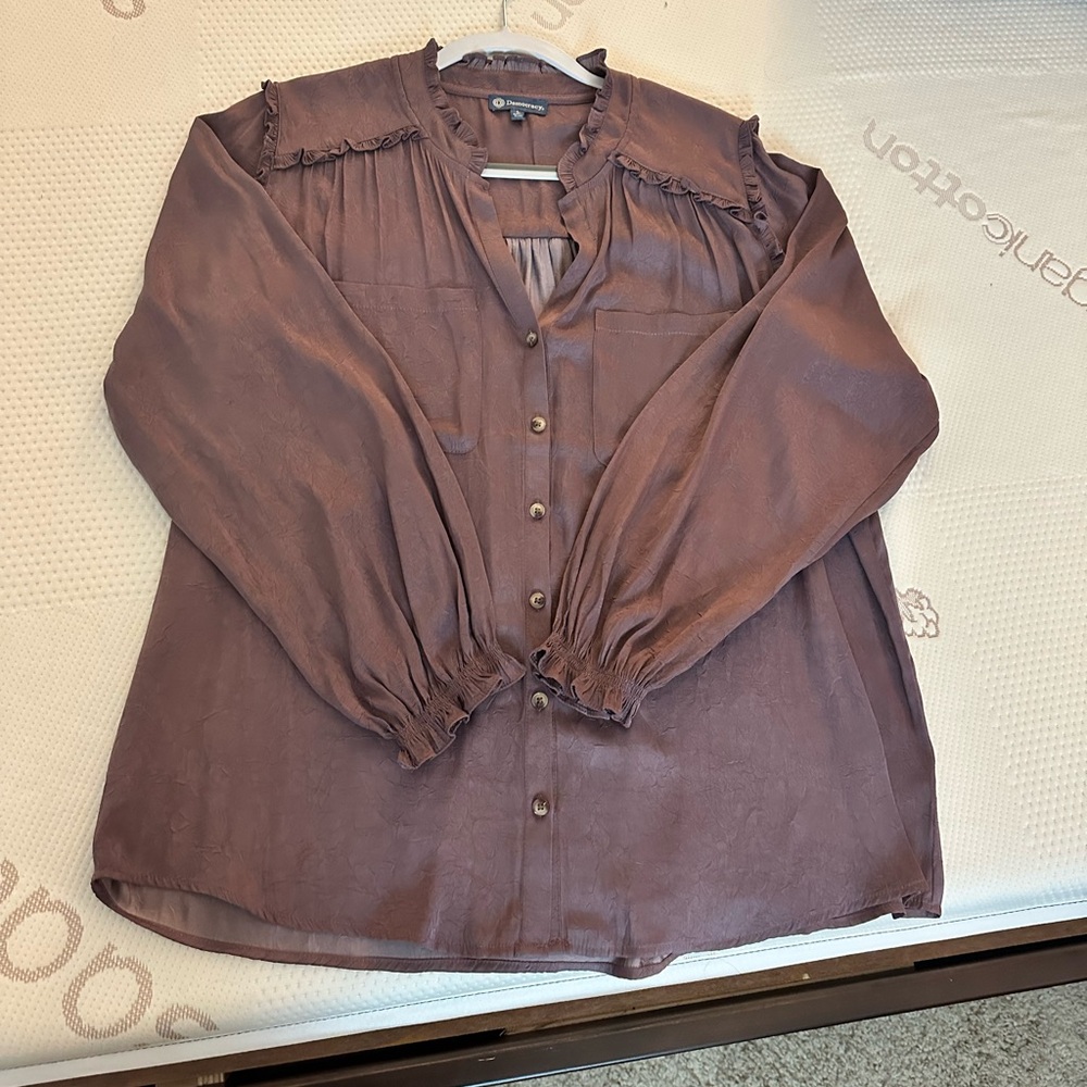 Democracy Dusty Rose Button-Up Blouse NWOT